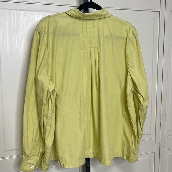 J.Jill Women's Classic Pleated Button Down Shirt Plus Sz XL Chartreuse Yellow - Picture 6 of 12